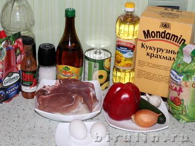 Свинина в кисло-сладком соусе. Ингредиенты.